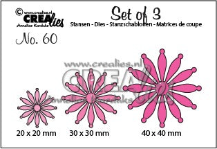 Set of 3 no. 60, Dense flowers 25