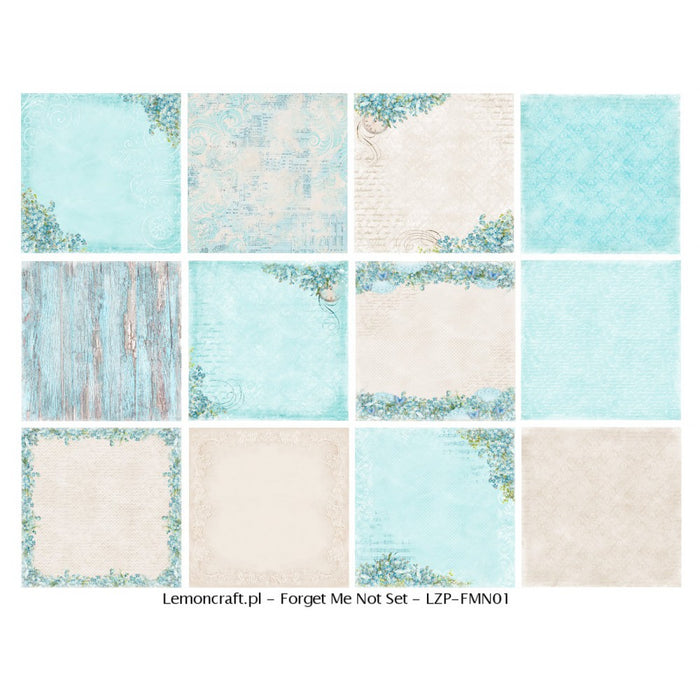 Set of Scrapbooking Papers - Forget Me Not - 12"X12"