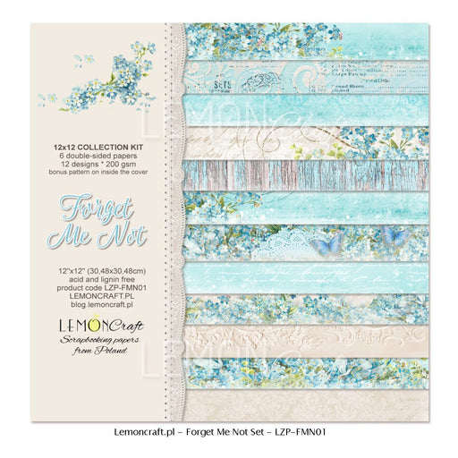 Set of Scrapbooking Papers - Forget Me Not - 12"X12"