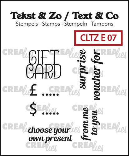 Text & Zo English stamps no. 7, Gift card text